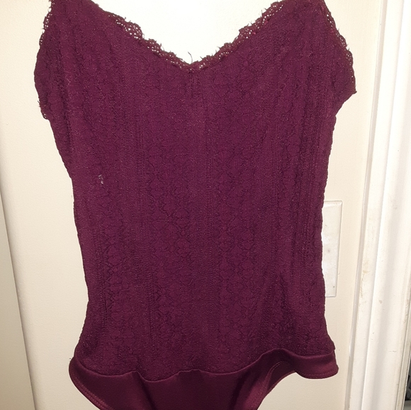 u 2 b Tops - 💌 5 for 15 - Dark Raspberry Coloured Lacy Body Suit